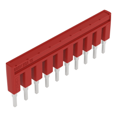 Puente Eléctrico / 10 Polos / Aislado Rojo / 25A 800V / Aplicaciones Ferroviarias / Certificado DIN EN 50155 / Material Rodante