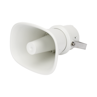 Bocina (Altavoz IP ) | Tipo Trompeta | 25 Watts | 24VCD | Exterior IP67 | Metal | Entrada de alarma | Voceo en tiempo real | Calendarización de audios | Síntesis de Voz (TTS)