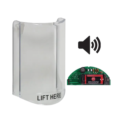 [STI-6517A] Cubierta Protectora De Policarbonato, Súper Resistente, Con Sonido, Texto En Ingles, Para Botones Multiusos Serie Stopper Station De STI