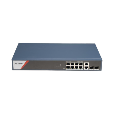 [DS-3E1512HP-SI-8P2T2F] Switch Gigabit PoE+ / Administrable / 8 Puertos 1000 Mbps PoE+(4 Puertos PoE++ 90 W) / 2 Puertos 1000 Mbps de Uplink / 2 Puertos SFP / Configuración Nube Hik-PartnerPro / Modo Extendido hasta 300 Metros / 130 W