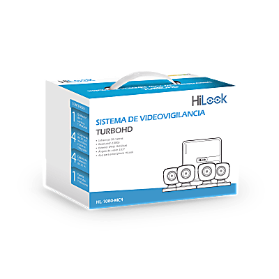 KIT TurboHD 1080p / DVR 4 canales / 4 Cámaras Bala de Metal / H.265+ / 1 Fuente de Poder Profesional / Accesorios de Instalación
