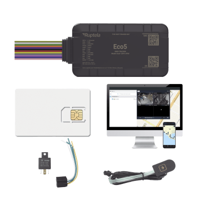 [ECO5KIT] KIT Dispositivo de Rastreo Vehicular / Conectividad LTE Cat1 y LTE-M / BLE 5.0 / GNSS U-blox / Carcasa IP54 / Batería Interna de Respaldo / Detecta Interferencias / Incluye SIM500MB2Y, EPCOMGPSCODE, Relay y boton SOS