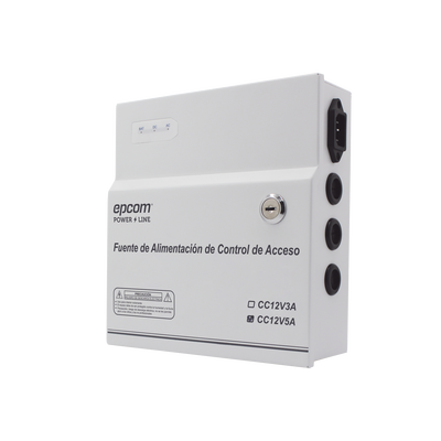 [AC-PS-T12-05] Fuente de Poder / 1 Salida 11-15 Vcc /  5 A / Temporizador Integrado / Con Capacidad de Batería de Respaldo / Requiere Batería / Aplicaciones en sistemas de control de Acceso