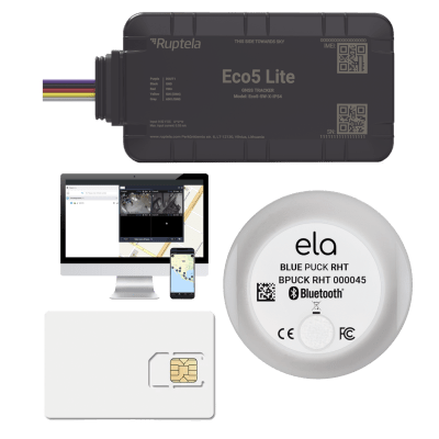 [ECO5LITEKITTEMP] Rastreador Vehicular y Monitoreo de Flota / BLE 5.0 y GNSS / LTE CAT1 y LTE-M con Respaldo 2G / GNSS U-blox / MiKado IP54 / -20 °C a +40 °C / Acelerómetro de 3 Ejes / Suministro 9-32 V / Batería Interna