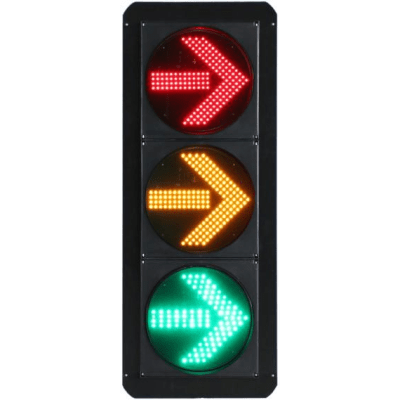 [FX300-3-3023SS-1] Señal de Tráfico Vertical de Giro a la Derecha / LEDs RYG / Carcasa PC y ABS / IP53 / Transformador AC 24 V / Φ 300 mm / Vida útil de LEDs ≥ 100,000 Hrs