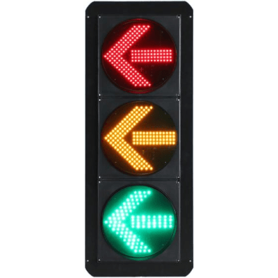 [FX300-3-3021SS-1] Semáforo Vertical de Giro Izquierdo / LED de Cuatro Elementos / Carcasa PC y ABS / IP53 / Transformador AC 24V / Flecha Izquierda / Protección IP53 / Vida Útil LED ≥100,000 Hrs