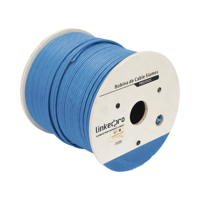 [PROCAT62C] Bobina de Cable Siamés Cat6 UTP 100% Cobre + 2 Cables Gruesos (18 AWG) para Alimentar Cámaras Más Lejos / 152 Metros (500 Pies) / Instalación en Exterior / Uso Industrial para Climas Extremos