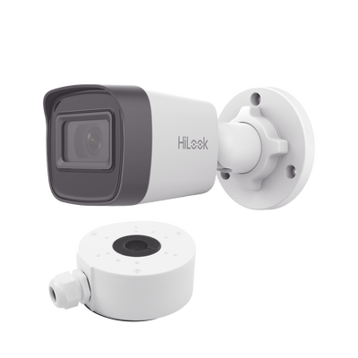 [IPC-B141H-C/XSP] HiLook Series / Bala IP 4 Megapixel / 20 mts IR / Exterior IP67 / PoE / dWDR / Lente 2.8 mm + Caja de conexión DS-1280ZJ-XSP