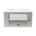 Gabinete de Pared de 6U con Puerta Perforada, 455 mm de Profundidad Total, Rack de 19'', Acero Reforzado Color Gris Mate