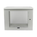 Gabinete de Pared de 9U con Puerta Perforada 455 mm de Profundidad, Rack de 19'', Acero Reforzado Color Gris Mate