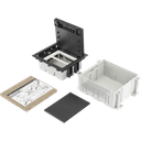 Caja de Suelo Simon Serie S / Para Voz, Datos o Contactos Eléctricos / Capacidad para 2 Módulos / Con Registro Integrado para Fijación en Concreto / Profundidad Ajustable de 70 a 100 mm (2.76 a 3.94 pulgadas) / Alta Resistencia Mecánica y Térmica