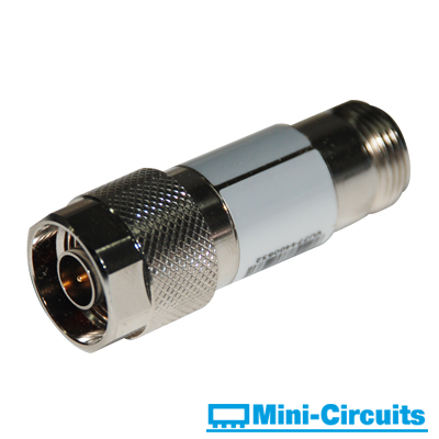 [UNAT-10] Atenuador en Línea de 10 dB, 1 W, CD-6 GHz, Conectores N Macho-Hembra.
