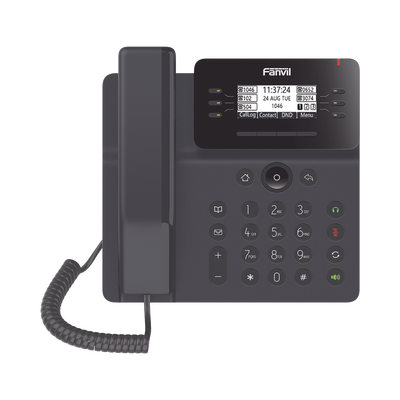 [V62] Teléfono IP Empresarial Esencial para 6 líneas SIP, pantalla grafica matriz de puntos, PoE, puertos Gigabit, conferencia local de 6 vías.