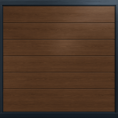 Puerta de Garage de Alta Calidad / Linea Central / Imitacion madera / oscura / 18x8 pies / AISLADA / Estilo Americana.