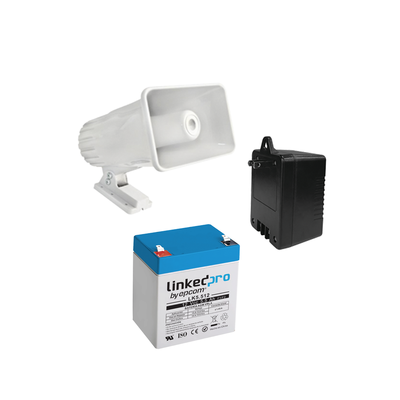 [4A16V30W] Kit de accesorios con Bateria 5.5 Ah, Transformador 16.5Vca  y sirena de 30 watts