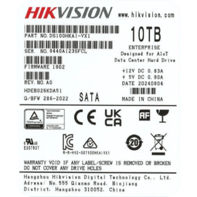 [DS100HKVS-VX1] Disco Duro Enterprise  / 10 TB / SATA 6 Gbit/s / 7200 rpm / Caché 256 MB / Diseñado para Operación 24/7