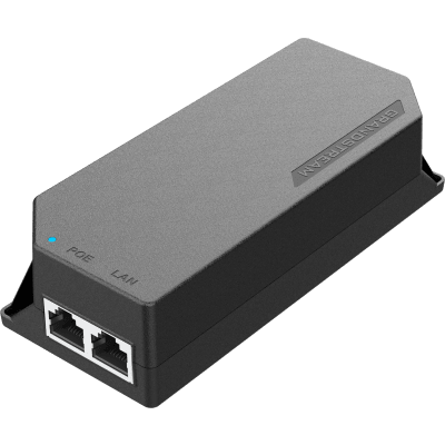 PoE Injector Grandstream 60W MultiGigabit / Compatible con IEEE 802.3af/at/bt / 1x 2.5Gbps RJ45 LAN IN / 1x 2.5Gbps RJ45 LAN OUT con PoE 60W / 100~240VAC / 54VDC / Plug-and-Play / FCC, CE, RCM, IC