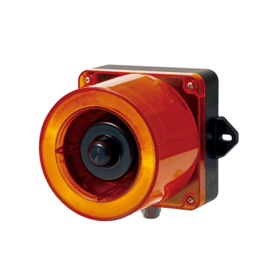 [QWCD50-110240-A-LC] Combinacion de baliza LED color Ámbar y sirena electrónica de 31 tonos resistente a la intemperie de volumen máx. 123 dB a 110-240 VCA