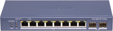 [DS-3E1510P-SI-8P2F] Switch PoE+ / Administrable / 8 Puertos 1000 Mbps PoE+/ 2 Puertos SFP / Configuración Nube desde Hik-PartnerPro / Modo Extendido hasta 300 Metros / 110 W