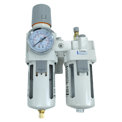 Lubricador y Regulador de Filtro / Puerto G3/8´´ / Presión Máxima 150 psi / Caudal Máximo 2200 l/min / Precisión Filtro 40µm