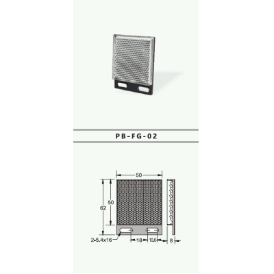 [PB-FG-02] Reflector Industrial para Sensores Fotoeléctricos / Modelo PB-FG-02 / Dimensiones 50×62 mm / Accesorio Especializado