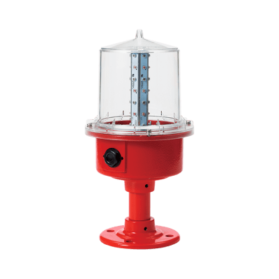 Luz de Obstrucción 110 VCA con Poste, de Aviación LED de Baja Intensidad (Tipo B), Certificación ICAO, Protección IP66 y Alta Durabilidad para Torres y Estructuras