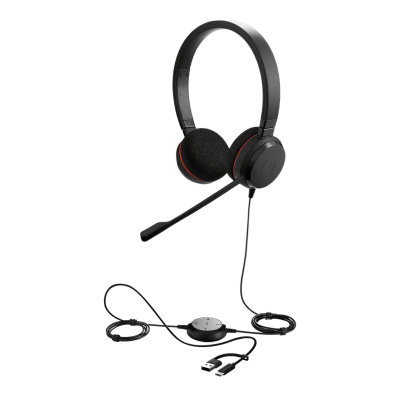 [EVOLVE20DUOUCUSBC/A] Jabra Evolve 20 DUO con conexión USB C/A, Micrófono con Cancelación de Ruido de Ultima Generación, Configuración Plug and Play (4999-829-269)