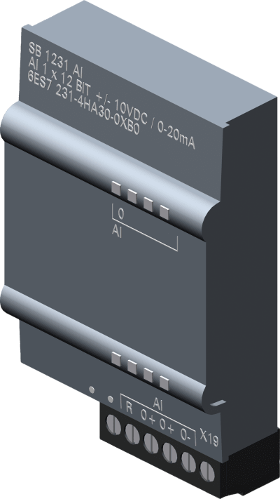 Módulo de Entrada Analógica SIMATIC S7-1200 / SB 1231 / 1 Entrada AI / +/-10 V DC o 0-20 mA / 12 bits Resolución / Integración / Diagnóstico LED / Aprobaciones Internacionales