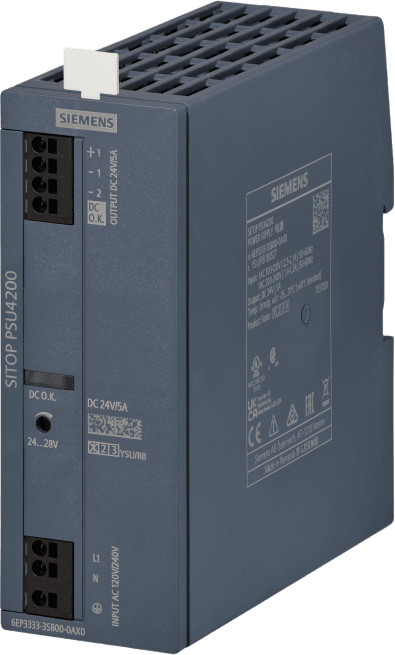 [6EP3333-3SB00-0AX0] Fuente de Alimentación Industrial SITOP PSU4200 / 1AC 24VDC/5A / 120-240V AC / Eficiencia 87% / Protección IP20 / Montaje DIN Rail