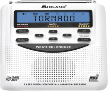 [WR120DSP] Radio de Alerta Meteorológica WR120, 7 Canales NOAA / Environment Canada, Alerta Sirena 90 dB, Tecnología S.A.M.E., Respaldo de Batería, Certificado Public Alert, Reloj Alarma