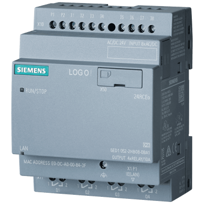 [6ED1052-2HB08-0BA2 ] Módulo Lógico LOGO! 24RCEO (AC) / 24 V DC/24 V AC/Relé / 8 DI/4 DO / Sin Display / Memoria 400 Bloques / Expansible / Ethernet / Web Server Integrado / Data Log / Web Pages Personalizables / microSD / Soporte MQTT / Cloud
