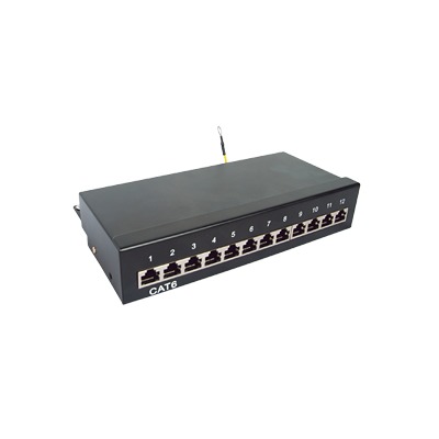 Panel de parcheo de impacto (110) Blindado (STP) de 12 puertos Cat6, 10in