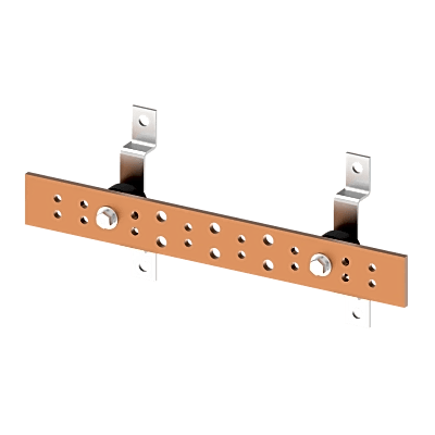 [DGTB216] Barra de Tierra para Telecomunicaciones De Cobre Electrochapado / 0.25 x 2.00 x 16.00 pulgadas / 12 Puntos de Conexión / Incluye Soportes y Conectores / Anticorrosivo