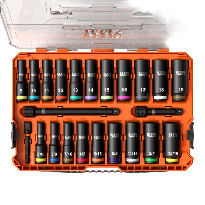 [65121-IMPCT] Juego de Dados de Impacto KNECT™ (M) / 3/8" Drive Profundo / SAE y Métrico / 23 Piezas / Adapters Multi-Propósito / MODbox™ Case