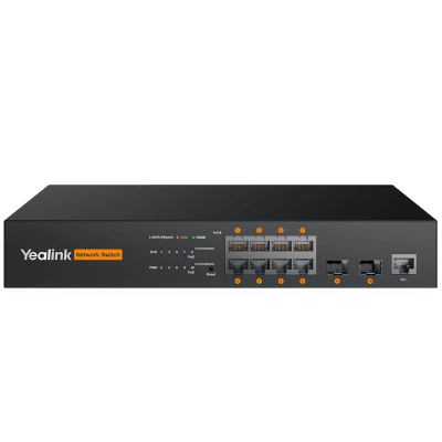 [RCH-80] Switch PoE L2+ de Yealink RCH80 para AV sobre IP con puertos Gigabit PoE+ y fibra óptica
