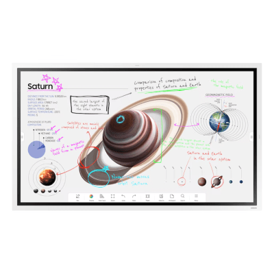 [WM65FX] Pantalla Interactiva WM65FX 65" (165.1 cm) / Resolución 4K UHD 3840x2160 / Panel VA / Touch IR 20 Puntos / Pluma Pasiva Magnética / 4 Whiteboards Simultáneos / Audio 15W x 2CH / WiFi-Bluetooth / Tizen 9.0