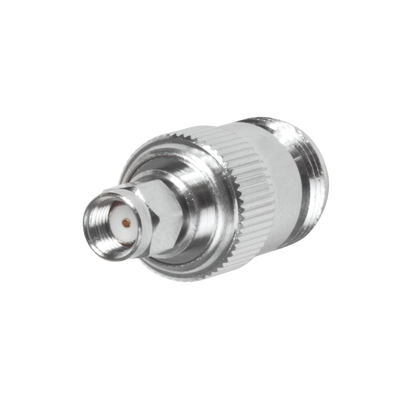 [RP-3452] Adaptador en Línea, de Conector SMA Macho Inverso a N Hembra, Níquel/ Oro/ Teflón.