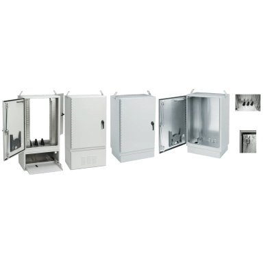 [T303044FTTXDA] Gabinete para Exterior Tipo 4X Doble Puerta de 10 UR / Aluminio Soldado / 762 x 762 x 1118 mm / Exterior IP66 / Montaje Almohadilla / Aislamiento Térmico / Gris RAL 7035