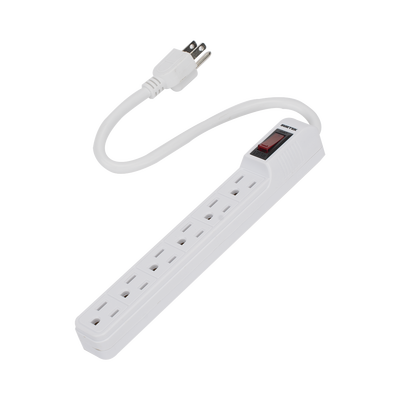 [SYS-136201] Multicontacto con cable 30 cm. 6 tomas 127 Vca línea, tierra, neutro 15 A max.