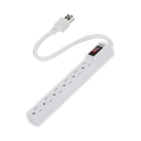 Multicontacto con cable 30 cm. 6 tomas 127 Vca línea, tierra, neutro 15 A max.
