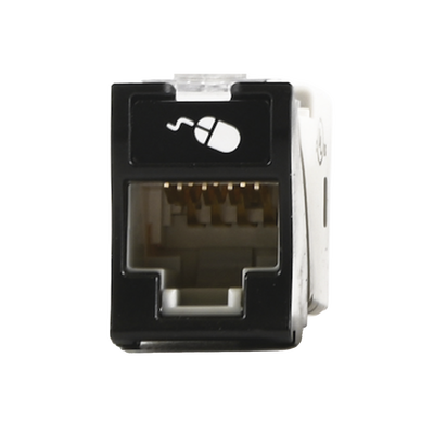 [U6A-H01NS] Jack Ultramax Cat6a, Utp, Montaje Híbrido en Placa de Pared (Plano y Angulado), Color Negro, Punch Down
