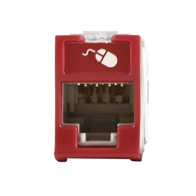 [U6A-H03NS] Jack Ultramax Cat6a, Utp, Montaje Híbrido en Placa de Pared (Plano y Angulado), Color Rojo, Punch Down