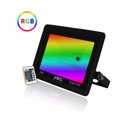 [JLRE-50N] Reflector LED Multicolor RGB IP66 para Interior/Exterior / 10W-50W / 900-4500 Lúmenes / Control Remoto 7 Colores / Vida Útil 50,000 Horas / Aluminio y Vidrio Templado / Ángulo 120°