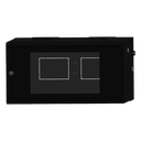 Gabinete Rackeable / 06 Unidades / Pared 19 Pulgadas / Puerta de Cristal / Pintura Electroestática Negro / Abatible 120° / Ventilación 120 mm
