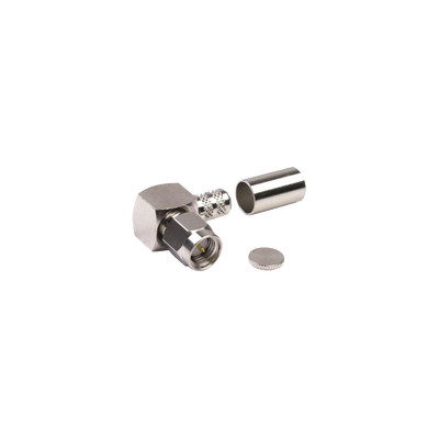 [RSA-3010-X] Conector SMA Macho en A/R de Anillo Pegable para Cable RG-8/X, LMR-240, 9258, Niquel/Oro/Teflón.