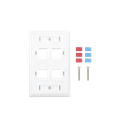 Placa de Pared de 4 Puertos, Keystone, con Espacio para Etiqueta, Color Blanco