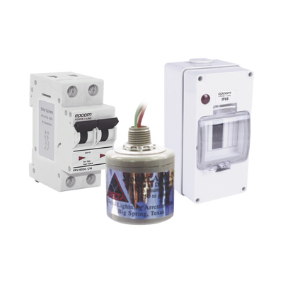 [PL16ACD] Kit de Centro de Carga Para Corriente Directa, Breaker de hasta  800 Vcc de 16 A con Supresor de Descargas Atmosféricas.