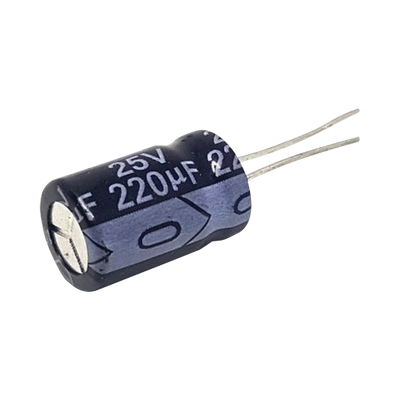 [0220M0025V] Capacitor Electrolítico Radial de Aluminio, 220 µFd, 25 Vcc, 105 °C, 8 x 11 mm.