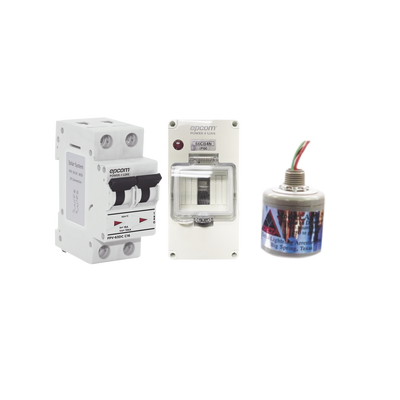 [PL32ACD] Kit de Centro de Carga Para Corriente Directa, Breaker de hasta  800 Vcc de 32 A con Supresor de Descargas Atmosféricas.