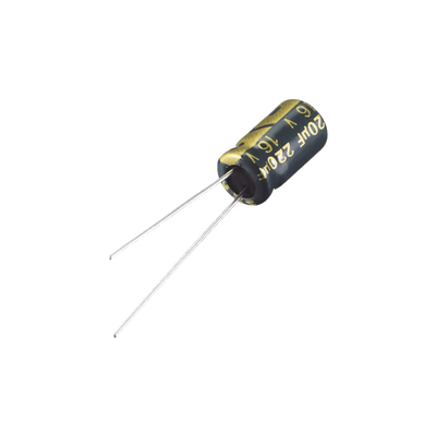[647-UVZ1C221MED] Capacitor Electrolítico Radial en Aluminio de 220 µFd, 16 Volt, 20%, 6.3 x 11 mm.